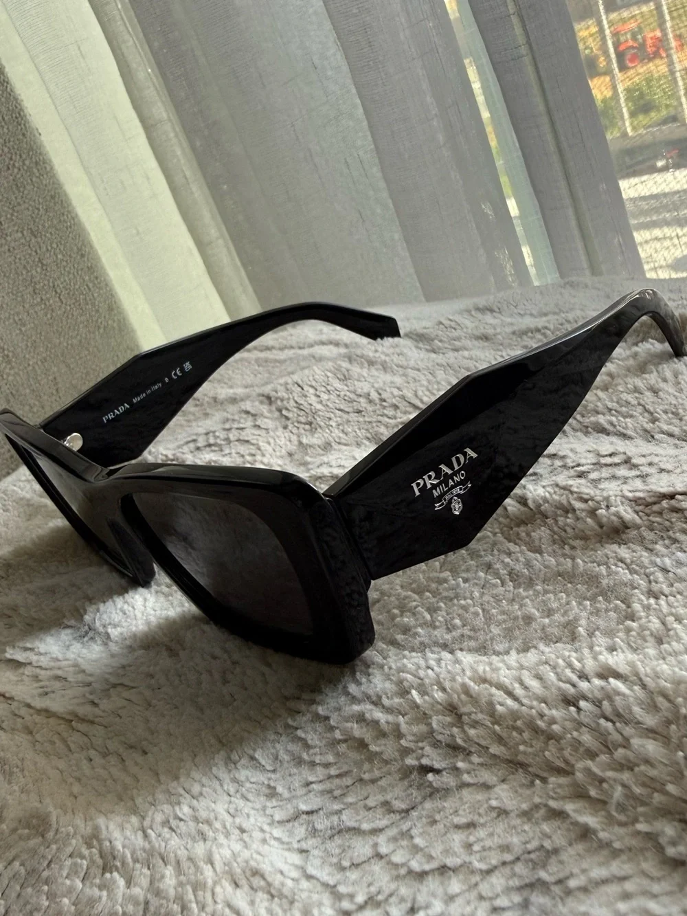 Prada Black Oversized Angular Cat-Eye Sunglasses